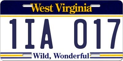 WV license plate 1IA017