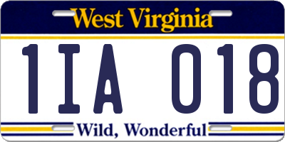 WV license plate 1IA018