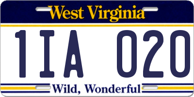 WV license plate 1IA020