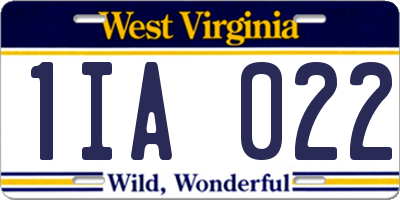 WV license plate 1IA022