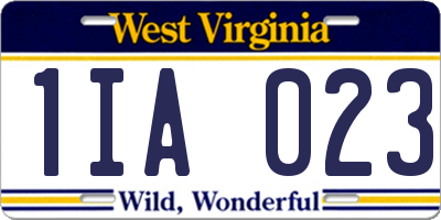 WV license plate 1IA023