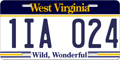 WV license plate 1IA024
