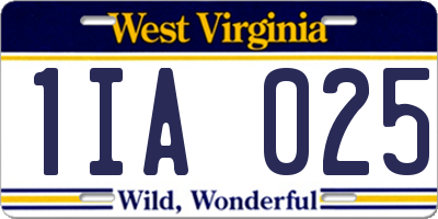 WV license plate 1IA025