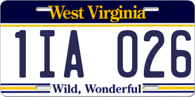WV license plate 1IA026