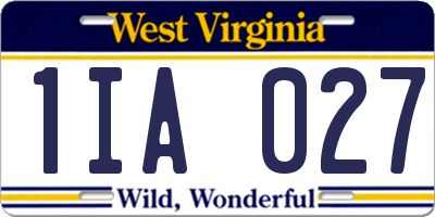 WV license plate 1IA027