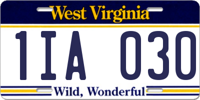 WV license plate 1IA030