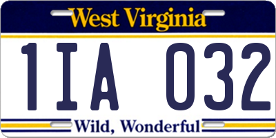 WV license plate 1IA032