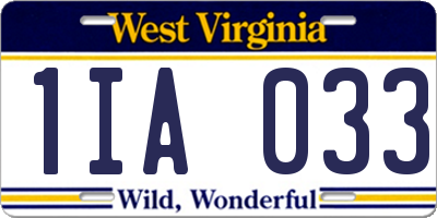 WV license plate 1IA033