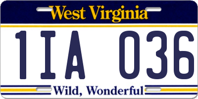 WV license plate 1IA036
