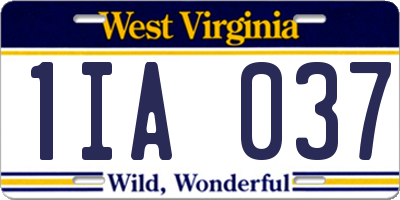 WV license plate 1IA037