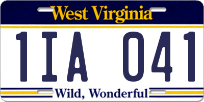 WV license plate 1IA041