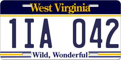 WV license plate 1IA042
