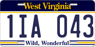 WV license plate 1IA043