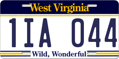 WV license plate 1IA044
