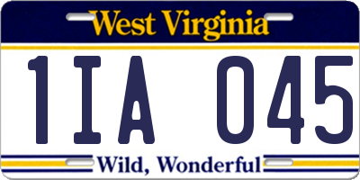 WV license plate 1IA045