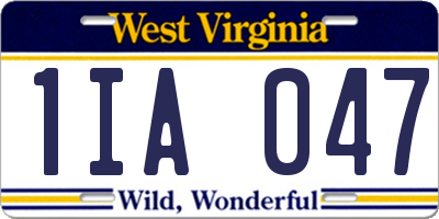 WV license plate 1IA047