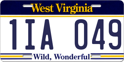 WV license plate 1IA049