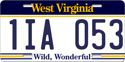 WV license plate 1IA053