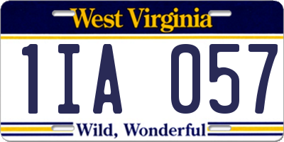 WV license plate 1IA057