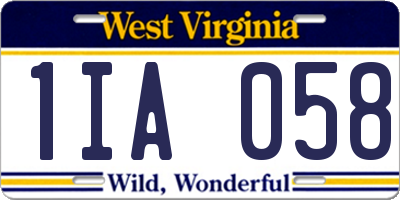 WV license plate 1IA058