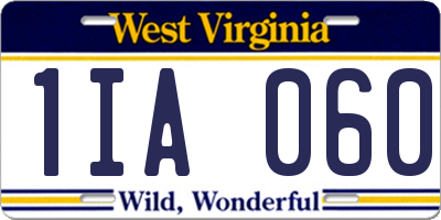 WV license plate 1IA060