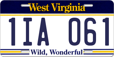 WV license plate 1IA061