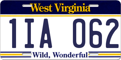 WV license plate 1IA062
