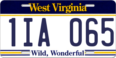 WV license plate 1IA065