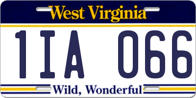 WV license plate 1IA066