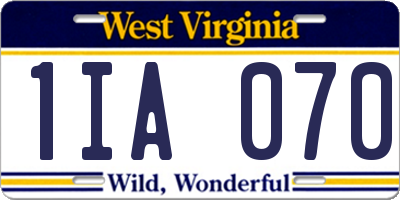 WV license plate 1IA070
