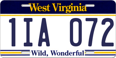 WV license plate 1IA072