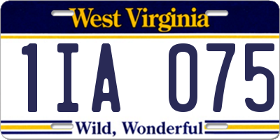 WV license plate 1IA075