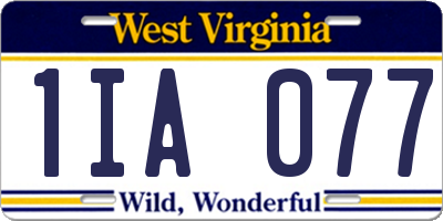 WV license plate 1IA077