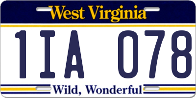 WV license plate 1IA078