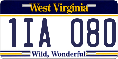WV license plate 1IA080