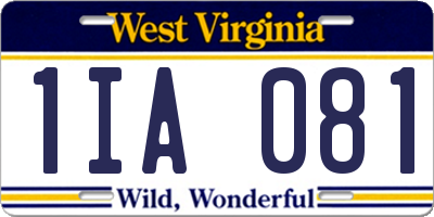 WV license plate 1IA081