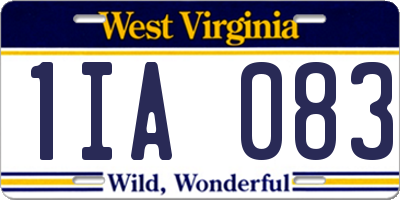 WV license plate 1IA083
