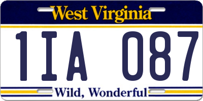 WV license plate 1IA087