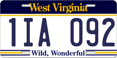 WV license plate 1IA092