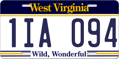 WV license plate 1IA094