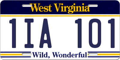 WV license plate 1IA101