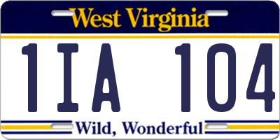 WV license plate 1IA104