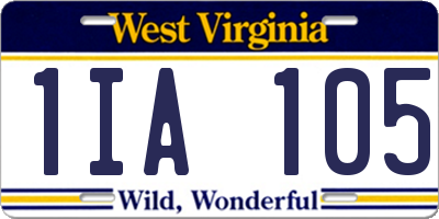 WV license plate 1IA105