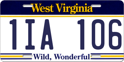 WV license plate 1IA106