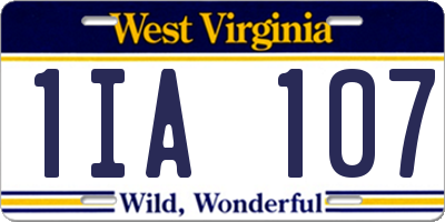 WV license plate 1IA107