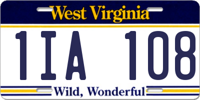 WV license plate 1IA108