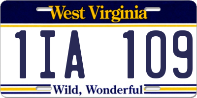WV license plate 1IA109