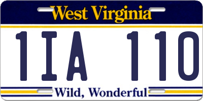 WV license plate 1IA110