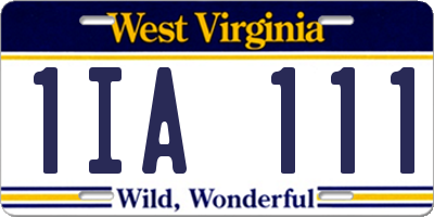 WV license plate 1IA111
