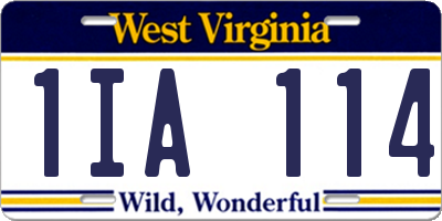 WV license plate 1IA114